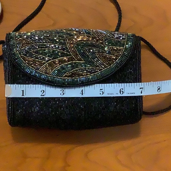 Talbots Sparkly Black Beaded Mini Crossbody Bag - Picture 11 of 12